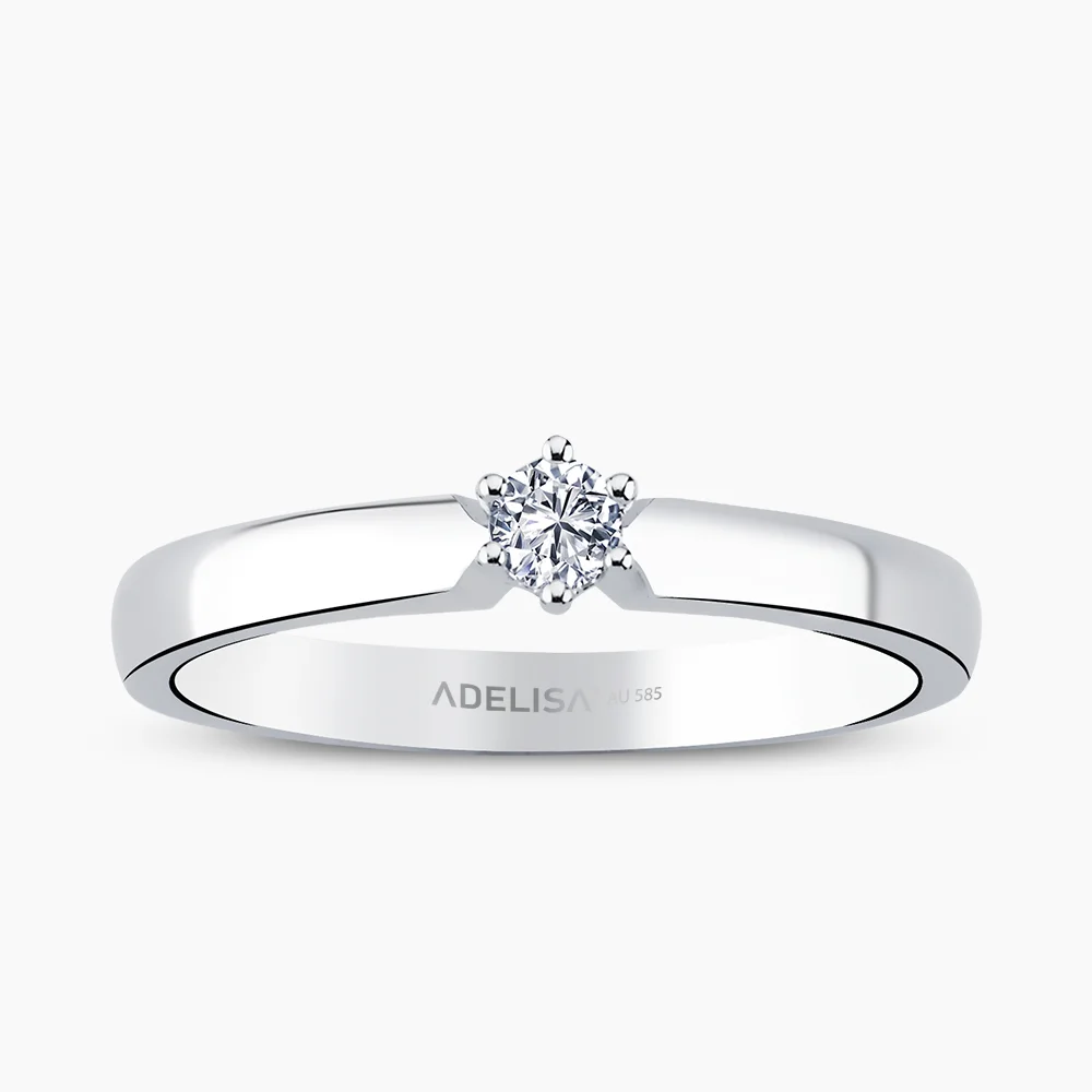 Beyaz Altın 0.10 Karat Tektaş Pırlanta Yüzük