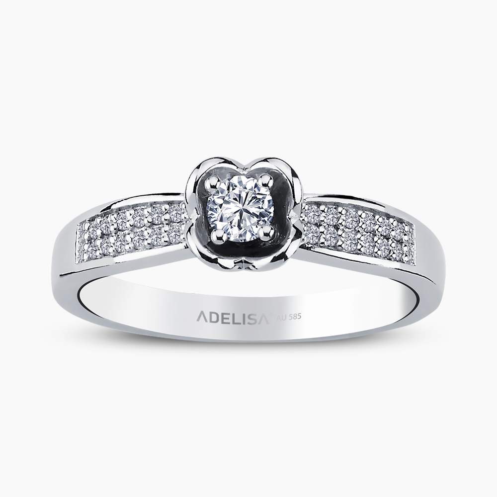 Beyaz Altın 0.25 Karat Gül Tektaş Pırlanta Yüzük