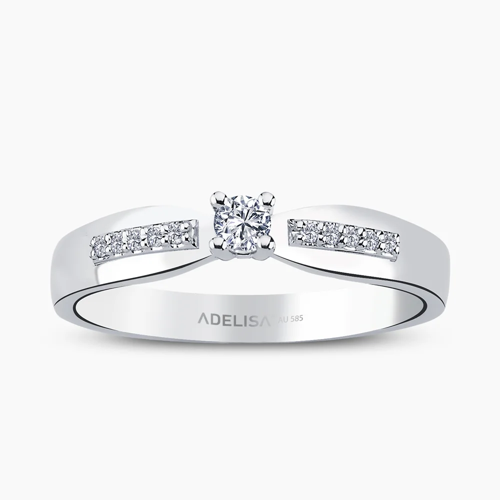 Beyaz Altın 0.15 Karat Tektaş Pırlanta Yüzük