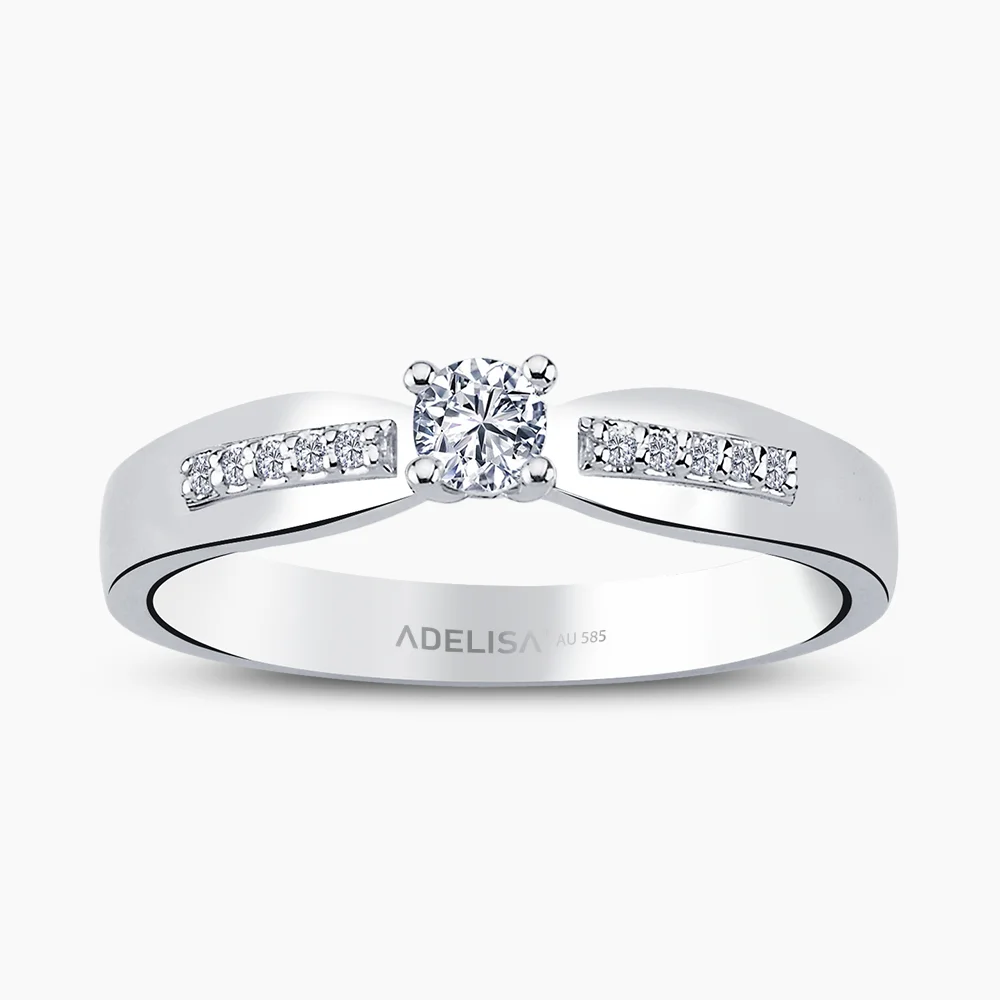 Beyaz Altın 0.19 Karat Tektaş Pırlanta Yüzük