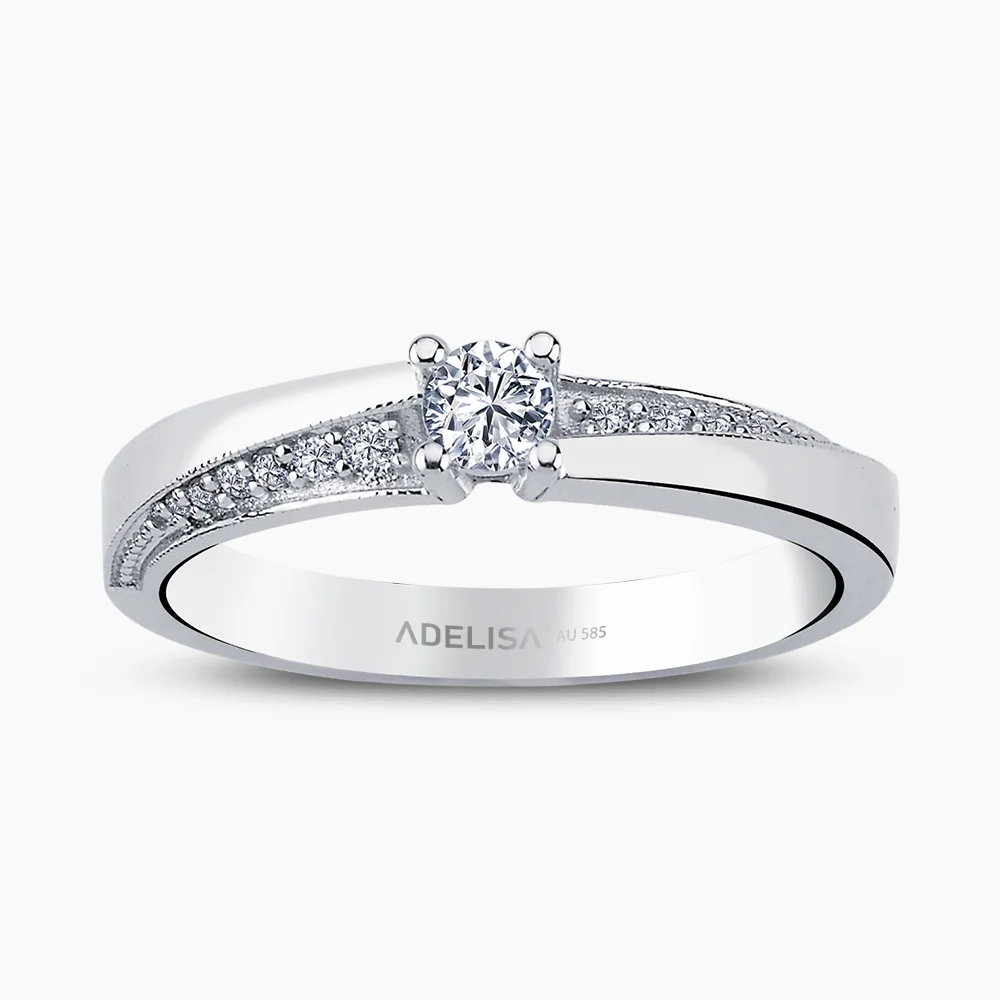 Beyaz Altın 0.24 Karat Tektaş Pırlanta Yüzük