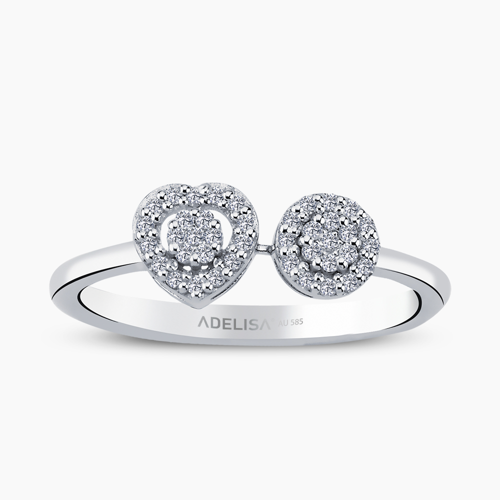 Beyaz Altın 0.20 Karat Pırlanta Kalp Yüzük