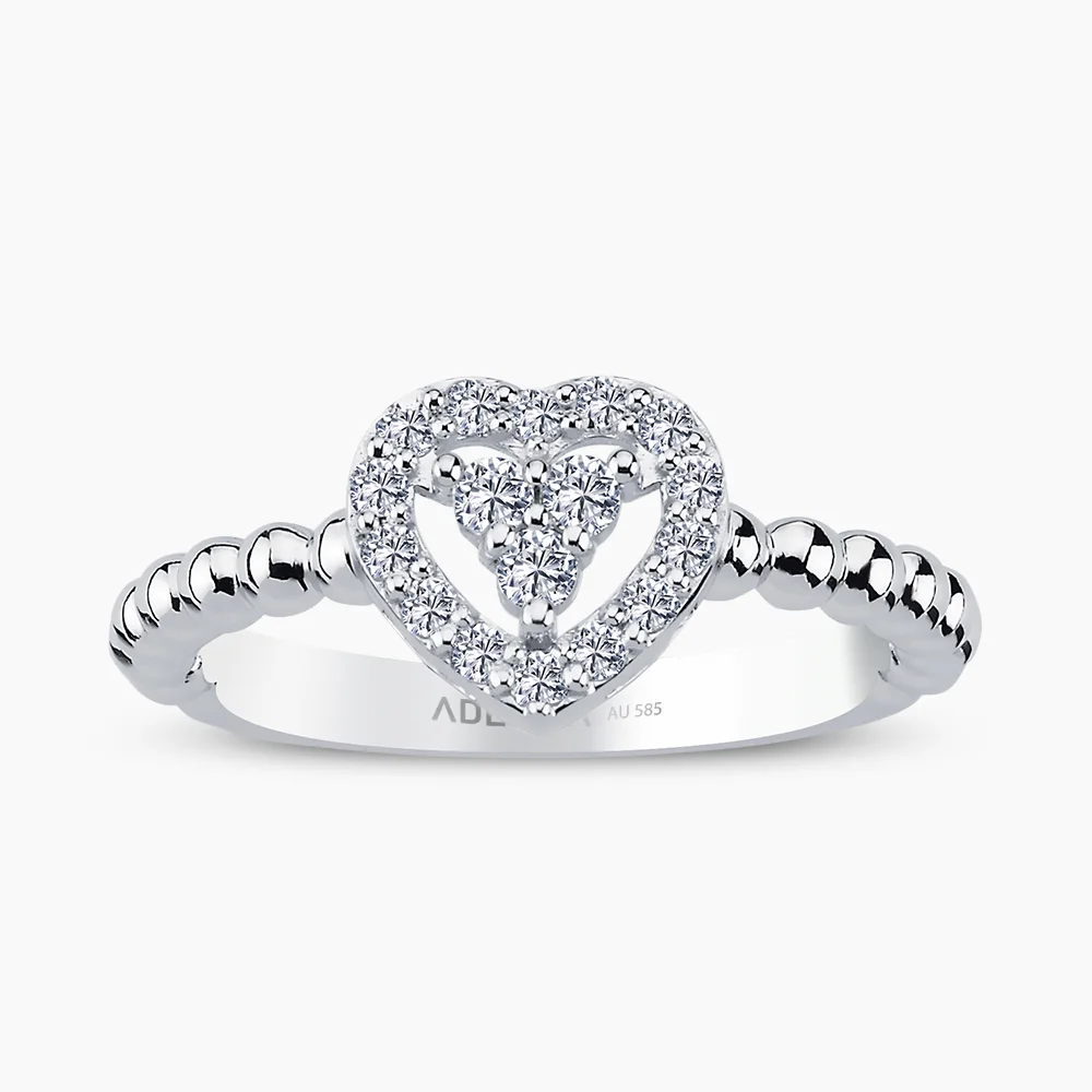 Beyaz Altın 0.30 Karat Pırlanta Kalp Yüzük