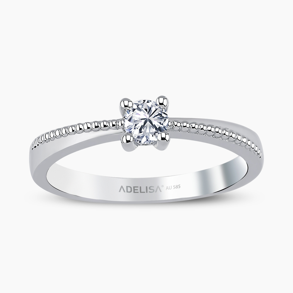 Beyaz Altın 0.20 Karat Pırlanta Tektaş Yüzük