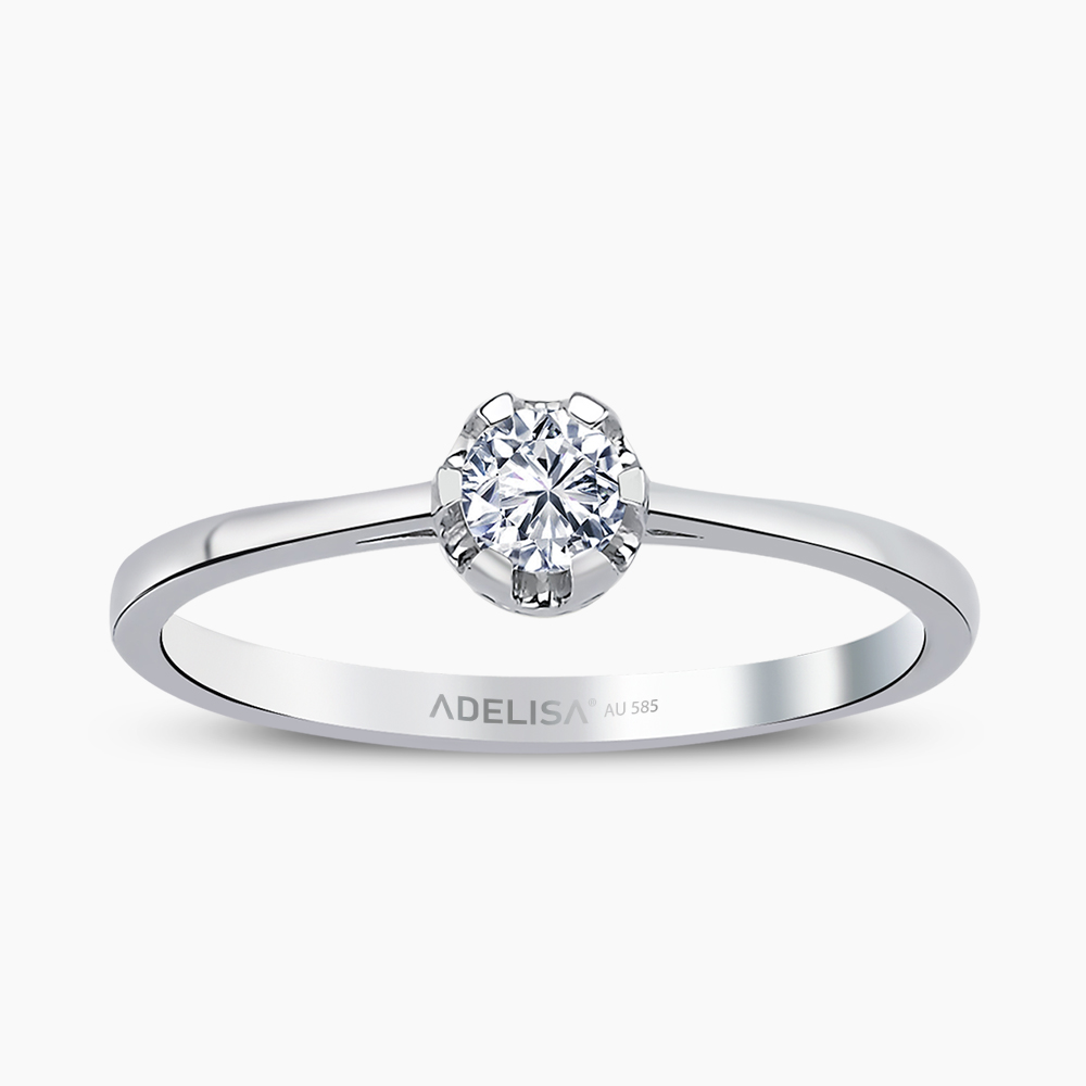 Beyaz Altın 0.20 Karat Pırlanta Tektaş Yüzük