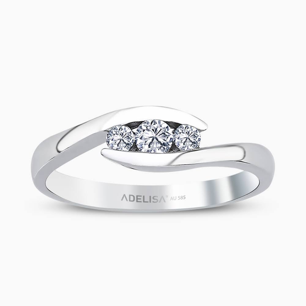 Beyaz Altın 0.20 Karat 3 Taş Pırlanta Yüzük